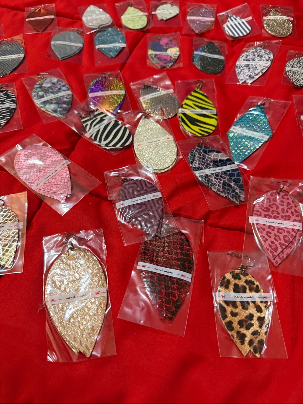 Assorted Teardrop Leather Earrings